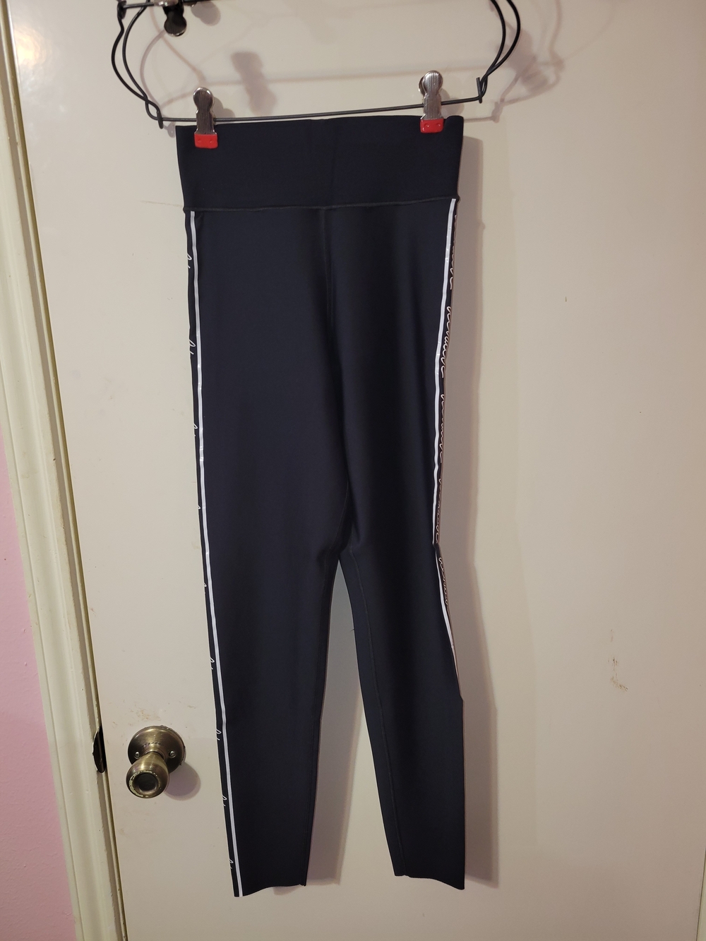 ultracor Black Leggings with White Side Taping